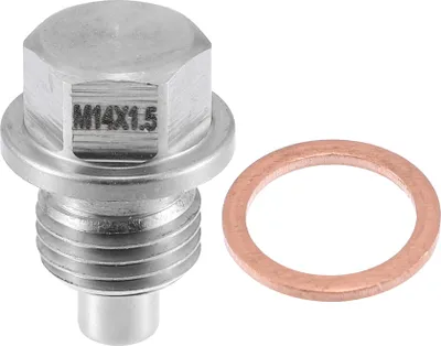 Image de Vis Vidange M14 x 1,5 Bouchon Carter d'huile Véhicule Moteur Magnétique Inox avec Joint Cuivre