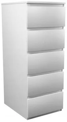 Produktbild von Kommode weiß mit fünf Schubladen, Schlafzimmer Flur Nachttisch, Schrank, Sideboard, Highboard, Breite 40 cm Höhe 111cm