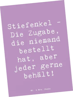 Produktbild von Mr. & Mrs. Panda bildkarte Spruch Stiefenkel Freude - Lavendeltraum - Geschenk, Grußkarte, Familienzusammenhalt, Kunstkarten, Postkarte, Ansichtskarten, Postkarten