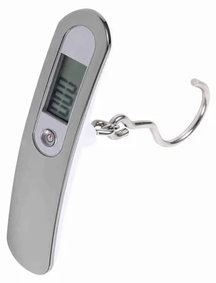 Obrázek produktu pro 1 ks cestovní závěsná váha, vysoce přesná digitální váha na zavazadla s LCD displejem, stříbrná barva, s háčkem
