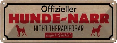 Produktbild von vianmo Blechschild 10x27 cm Hunde-Narr nicht therapierbar Tier Haustier Hund