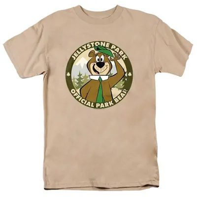 Image de T-shirt officiel "Park Bear" pour adultes (uni), avec le personnage de Yogi Bear (référence TV38995, taille S, couleur sable)