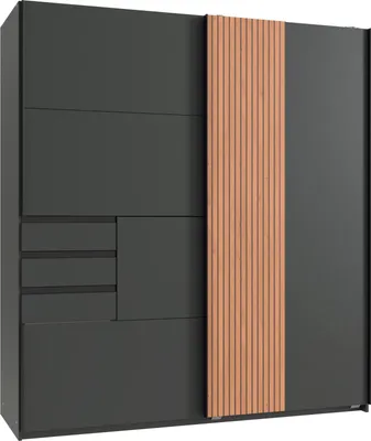 Produktbild von Schwebetürenschrank Coburg Kleiderschrank 180x65x198cm Farbe wählbar,Graphit / Artisan Eiche