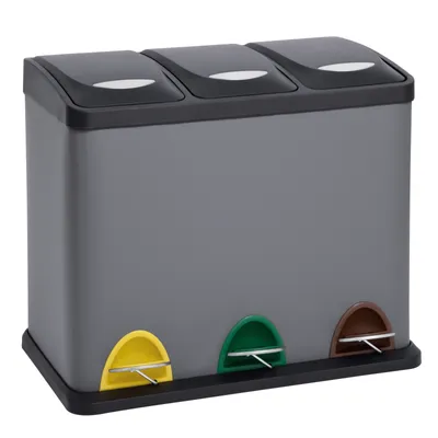 Image de SVITA TC3X8 24L Poubelle à pédale Poubelle à tri sélectif Acier inoxydable Gris