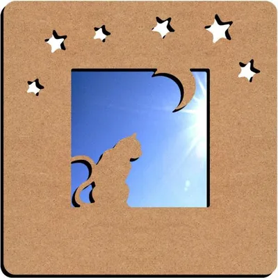 Produktbild von Gomille MDF Spiegel Katze und Mond 38 cm Dekospiegel