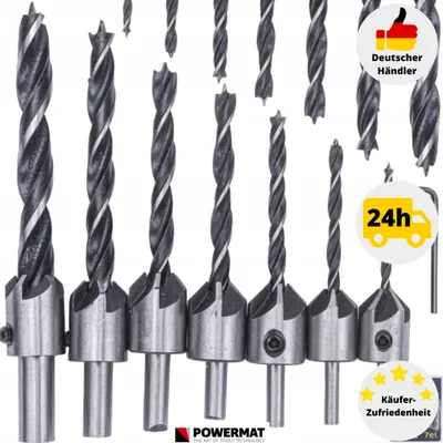 Produktbild von Holzbohrer Senkbohrer Bohrer Set Senker für Holz Aufstecksenker HSS 7tlg. 3-10mm