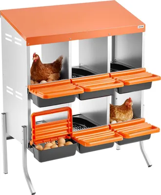 Immagine prodotto di VEVOR nido per ovaiole a 2 livelli 795x525x990 mm, 6 scomparti, nido per polli in metallo con gambe di supporto, nidi per pollame, nido a scomparsa, ideale per galline, anatre, polli e altro pollame, arancione
