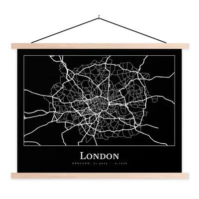 Produktbild von MuchoWow® Textilposter Karte - Stadtplan - London 40x30 cm mit holzfarbenen Rahmen - Bilder