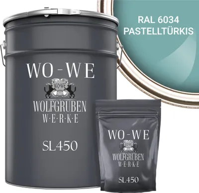 Produktbild von 2K Poolfarbe Poolbeschichtung Schwimmbadfarbe SL450 Pastelltürkis wie RAL 6034 - 2,5Kg