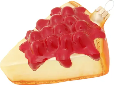 Produktbild von Krebs Glas Lauscha Weihnachtsbaumschmuck - Käsekuchen mit Kirschen - aus Glas - ca. 10cm