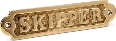 Produktbild von NKlaus Maritimes Türschild Skipper Schriftzug aus Messing 16x3,5cm Nautische Dekoration 11764