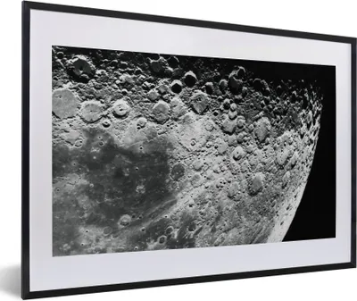 Produktbild von MuchoWow® Gerahmtes Poster Mond - Weltraum - Schwarz 60x40 cm - Poster mit Schwarzem Bilderrahmen Wandposter Rahmen Foto Bilder - Schlafzimmer - Plakat in Rahmen - Drucken
