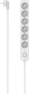 Productafbeelding van Hama stekkerdoos met schakelaar, 6-voudig, 1,4 meter (stekkerdoos met overspanningsbeveiliging, 6 stopcontacten, meerwegstekker, met aanraakbeveiliging, LED, 45°) wit