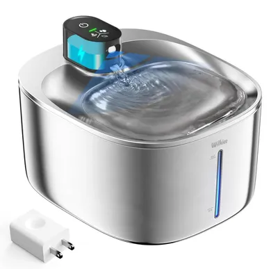 Productafbeelding van Kattenfontein, roestvrij staal, draadloos, 4,1 liter, met sensor, 3 modi, 4000mAh, zwart