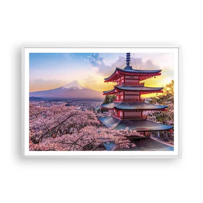 Produktbild von Gerahmtes Poster - Weißer Rahmen - Fuji Choreito Pagode - 100x70 cm - Wand Bild - Wanddeko - Wandbilder - Kunstposter - Wandposter - Bilderrahmen - Bilder - Kunstdruck - P2WAA100x70-4547