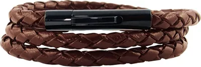 Produktbild von Lederkette Lederband 6 mm Herren Halskette Braun 17-100 cm lang mit Hebeldruck Verschluss Schwarz geflochten, Länge:95 Zentimeter