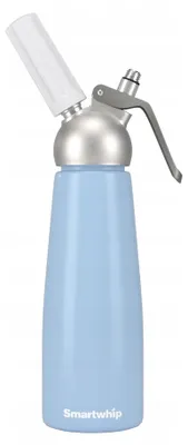 Produktbild von Sahnespender 500 ml aus Aluminium – Hellblau, mit 3 Garniertüllen und Reinigungsbürste