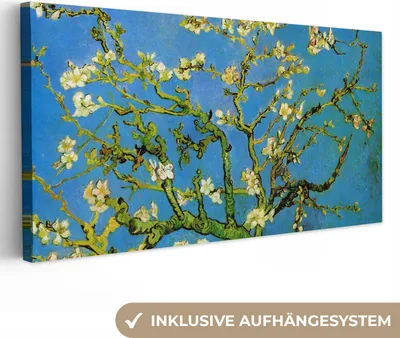 Produktbild von MuchoWow® - Leinwandbilder - Mandelblüte - Vincent van Gogh, Wandbild, Wanddeko Bilder Wohnzimmer, 40x20 cm