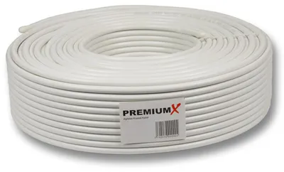 Produktbild von 50 Meter PremiumX DELUXE Koaxial Kabel 130dB 4-Fach geschirmt, Innenleiter 1,02mm REINES Kupfer SAT Antennenkabel 50m 130 dB 135 120 50 Neu