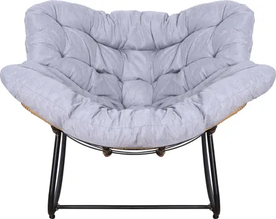 Produktbild von Rattan-Schaukelstuhl für den Außenbereich, bequemer Lesesessel mit extragroßem Kissen für Terrasse, Balkon, Veranda, Garten, Wohnzimmer, Grau