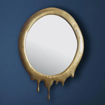 Wandspiegel 50x71 cm Metall Design Hängespiegel Gold - Aluminium Dekospiegel Oval mit Rahmen - Spiegel Wand Groß - Flurspiegel Garderobenspiegel Modern_#sku_SAFWL7.106#