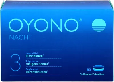 Produktbild von OYONO Nacht Tabletten mit 1 mg Melatonin, Baldrian und Zitronenmelisse, 60 St. Tabletten