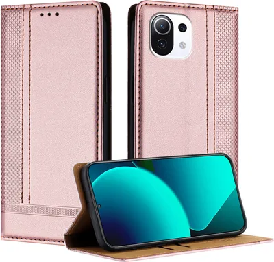 Produktbild von Handyhülle für Xiaomi 11 Lite Leder Flip Klappbare Schutzhülle mit Standfunktion Pink