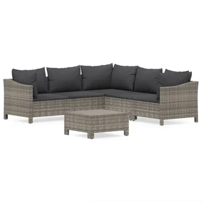 Obrázok produktu pre vidaXL 6-dielna záhradná súprava s vankúšmi Grey Poly Rattan
