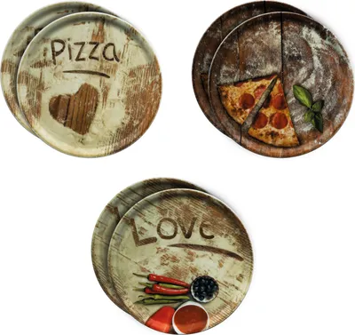 Image de set de 6 assiettes à pizza Olive, salami & préférée Ø 31cm Plaque Assiette XL