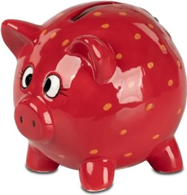 Produktbild von Spardose Sparschwein mit Stopfen 12cm Erdbeer-Design