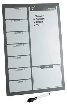 Magnetisches Kühlschrank-Board mit Marker, 41,8x30x1 cm, schwarz