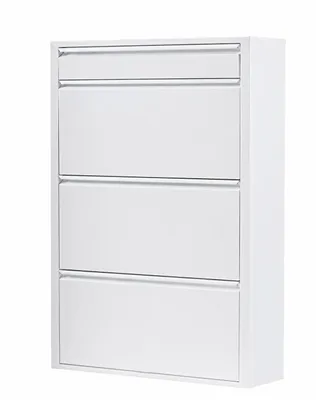 Produktbild von Alveon Schuhkipper Metall 3+1 schmal 51 x 15 x 117 cm - Weiß
