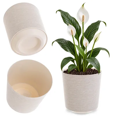 Productafbeelding van KADAX Bloempot, kunststof afwerking, bloemenstandaard, 25 cm, crème