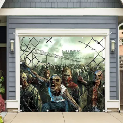 Zombie Garagedeurbanner 243x215 cm Halloween Deko