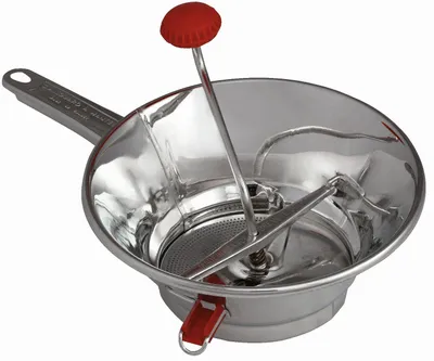 Kartoffelstampfer 24 cm, verzinntes Stahl, 3 Siebeinsätze