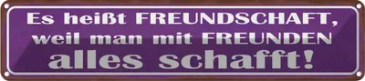Produktbild von vianmo Blechschild 10x46 cm es heißt Freundschaft weil man Spruch Zitat