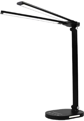 Immagine prodotto di Lampada da scrivania a LED con doppia testa - ricaricabile - regolatore della temperatura di colore a cinque livelli - 5000 mAh (nera)