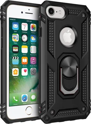 Produktbild von LaimTop iPhone 6s Hülle, Hybrid Robuste Rüstung Drehbarer Ring Halter Ständer Dual Layer Hard PC + TPU Stoßfest Schutzhülle für iPhone 6 / 6s Schwarz