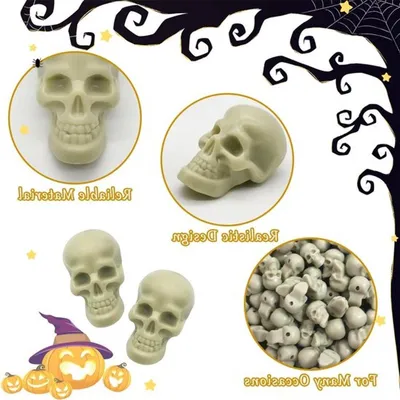 80 Stück, realistische Mini-Schädel für Halloween-Dekoration, Fotorequisiten und Festdekoration