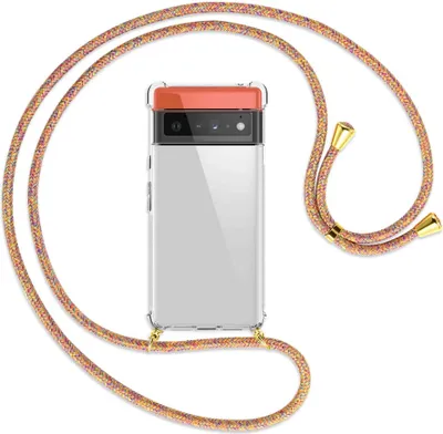 Produktbild von Handykette Backcover-Schutzhülle mit Band (Metall goldfarben) für Google Pixel 6 Pro - Rainbow