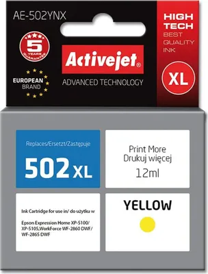 Obrázok produktu pre Náhradná atramentová kazeta Activejet Epson 502XL žltá 12 ml