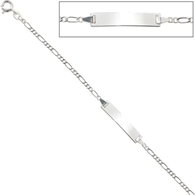 Produktbild von JOBO Schildband 925 Sterling Silber rhodiniert 16 cm Gravur Armband Federring