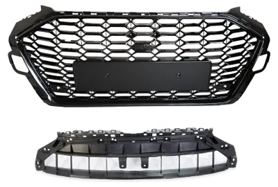 Kühlergrill Waben Gitter PDC SCHWARZ GLANZ für Audi A4 B9 8W Facelift 2019-2024 – Produktansicht