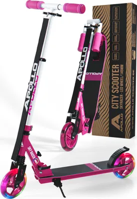 Immagine prodotto di Apollo Skyracer | Monopattino con Ruote a LED da 145 mm | Monopattino pieghevole e regolabile | bambino e bambina, 6 anni in su - berry
