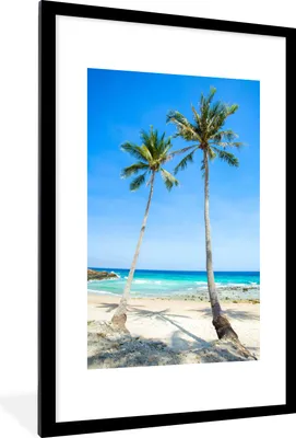 Produktbild von MuchoWow® Gerahmtes Poster Palme - Sommer - Tropisch 60x90 cm - Poster mit Schwarzem Bilderrahmen Wandposter Rahmen Foto Bilder - Dekoration - Wandposter Wohnzimmer - Hochwertig
