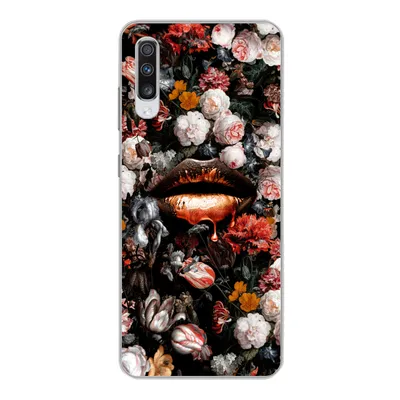 Produktbild von MuchoWow® Handyhülle Schutzhülle Hülle für Samsung Galaxy A70 Lippen - Blumen - Farbe - Orange - Kunst - Abstrakt - Alte Meister Silikon Softcase Handy Hülle - Schutzhaube