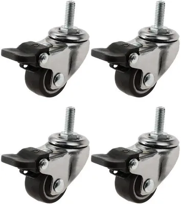Produktbild von Kleine 25mm Zwenkwielen mit Rem M6-Schroefdraad 11kg Rubinwielen
