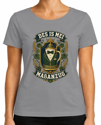 Produktbild von Des is mei Maßanzug Bayern Trachtenshirt Lederhose Damen T-Shirt, Grau, 3XL