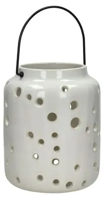 Produktbild von Pomax Mirilla Laterne aus Keramik, Weiß, Ø 16 x H 20 cm