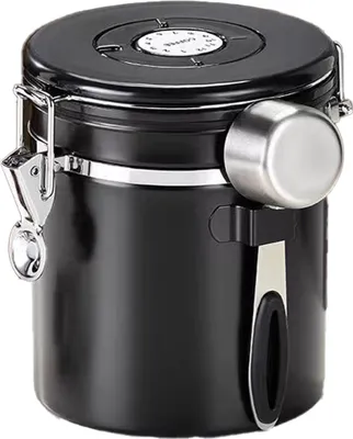 Produktbild von Kaffeedose für gemahlenen Kaffee, Kaffeebohnenbehälter, Kaffeeaufbewahrung, luftdichter Kanister mit Schaufel, schwarz, 1800 ml Lebensmittelaufbewahrungstank